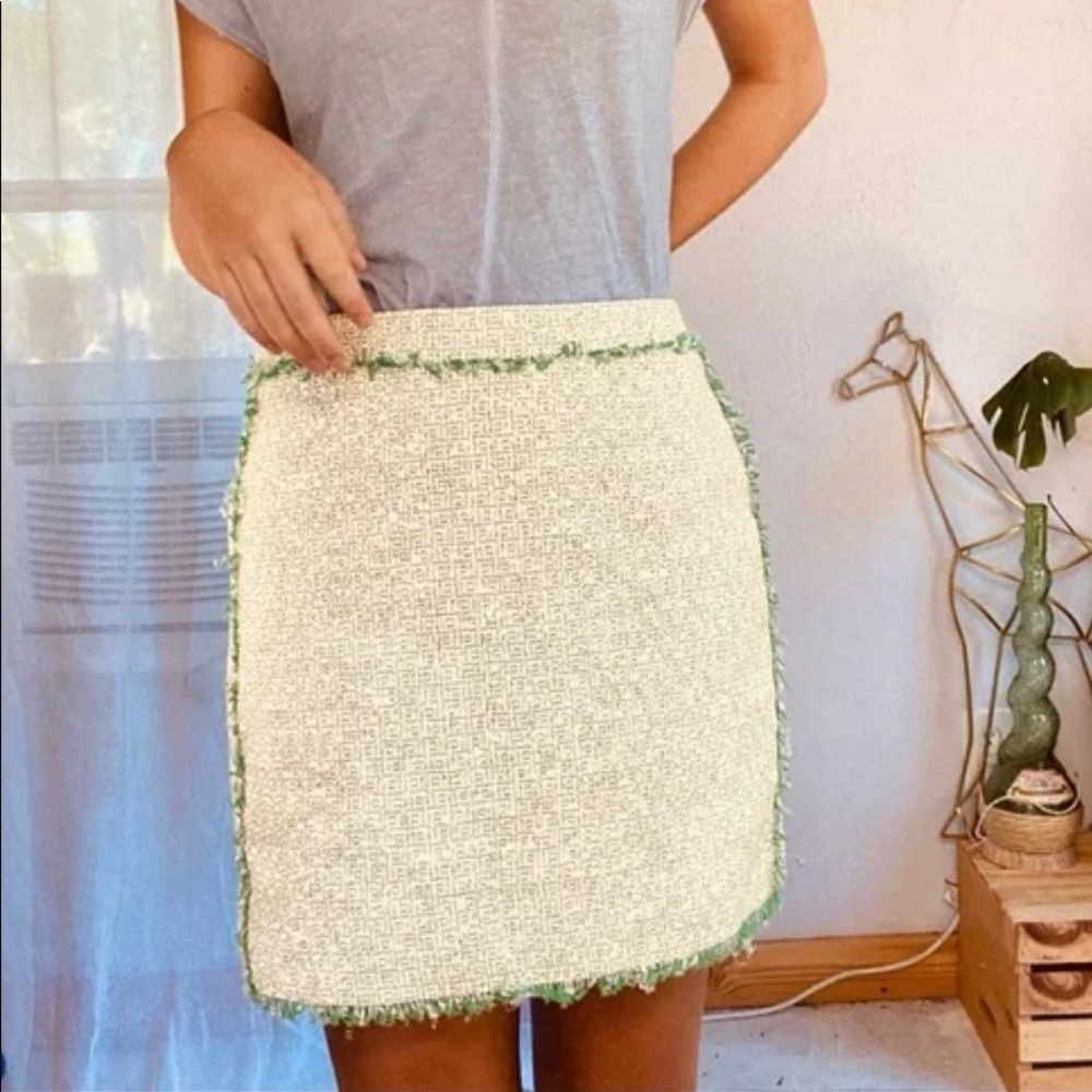 J crew green tweed skirt size 8 mint condition